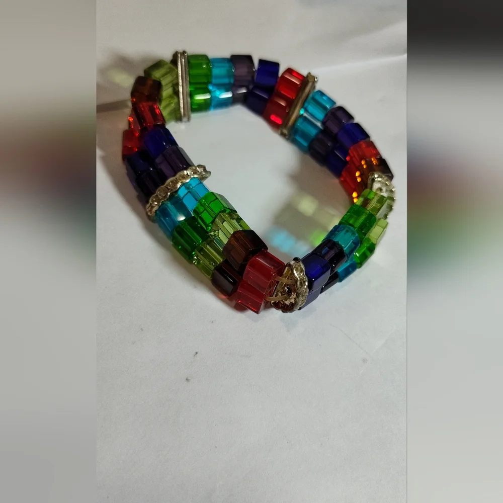 Guess Multicolor Gem Beaded Bracelet Nwot Double Strand